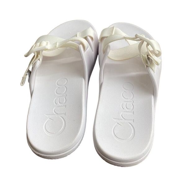 Chaco White Chillos Slide Sandals 8 - Picture 3 of 8